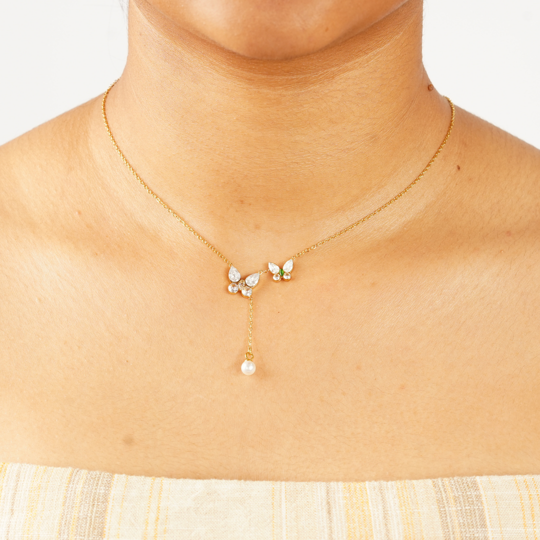 PEARL BUTTERFLY FRENCH STYLE NECKLACE