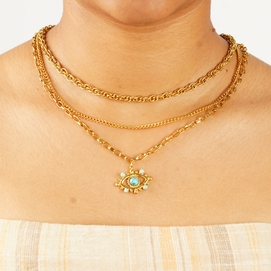DEVIL'S EYE 3 LAYER NECKLACE