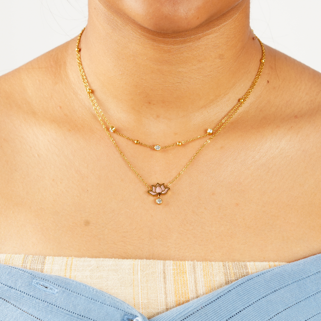 LOTUS FLOWER PENDANT NECKLACE