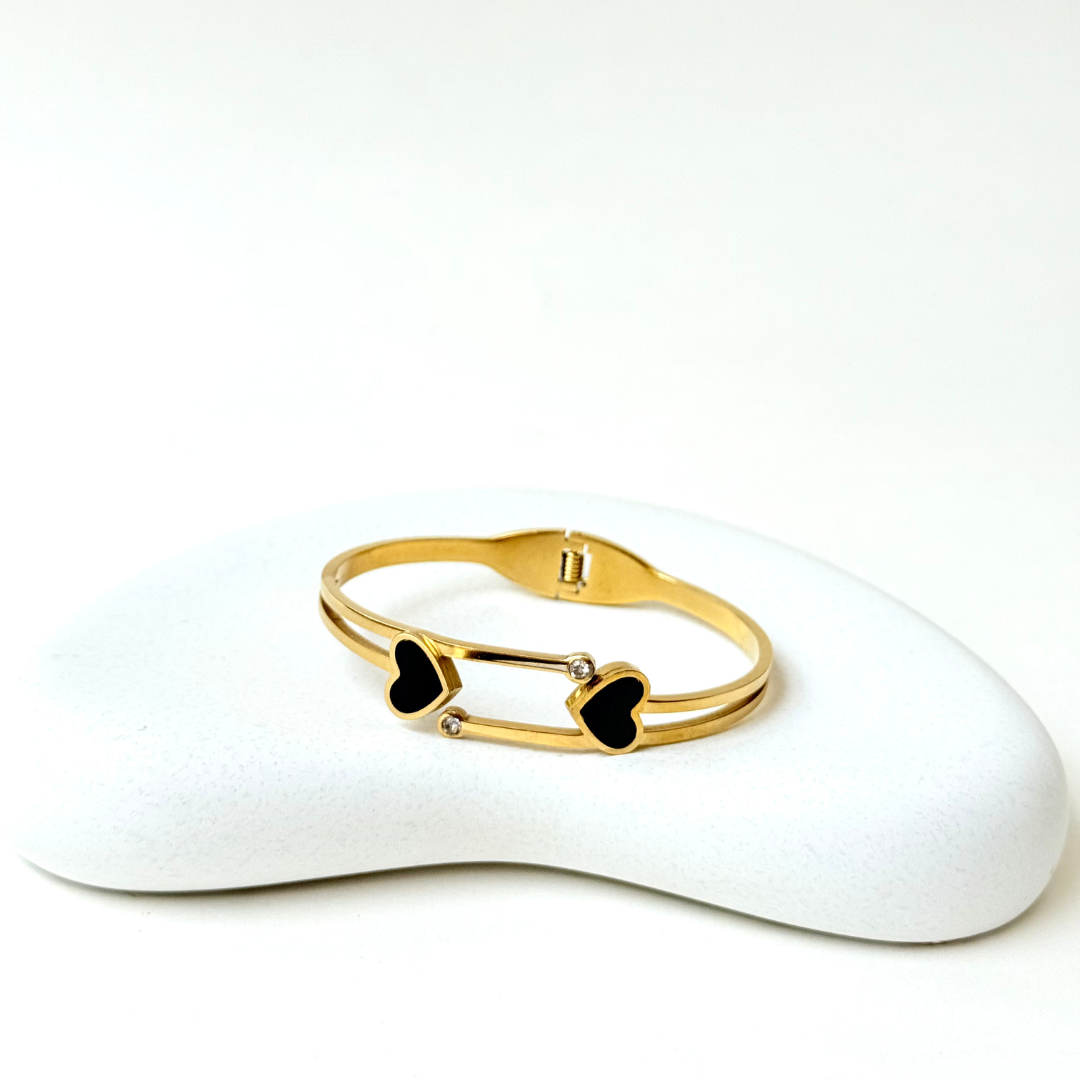DOUBLE HEART BANGLE