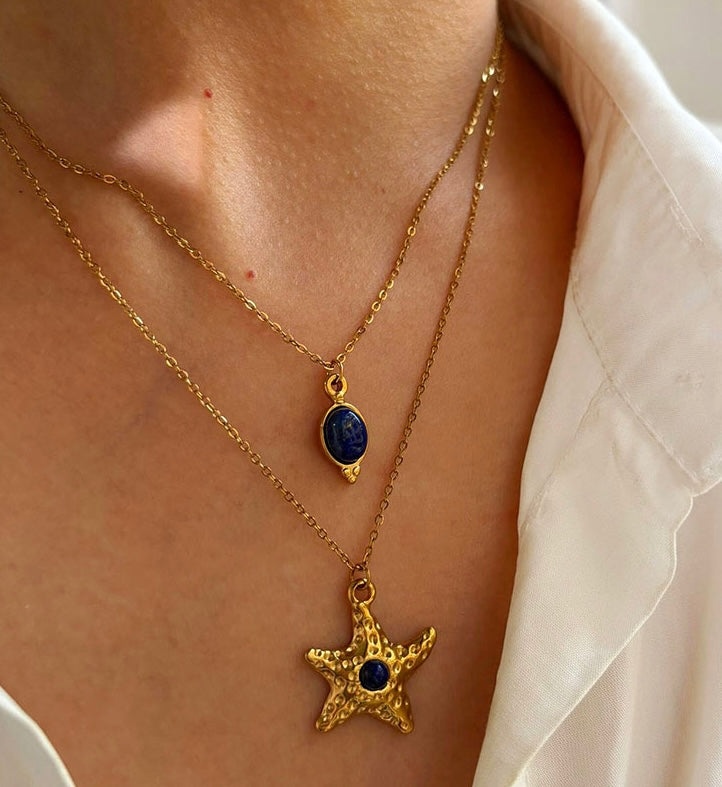 NATURAL STONE DOUBLE NECKLACE