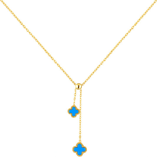 DOUBLE DROP CLOVER LUCKY NECKLACE