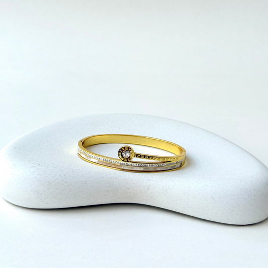GEOMETRIC ROUND ZIRCON BANGLE