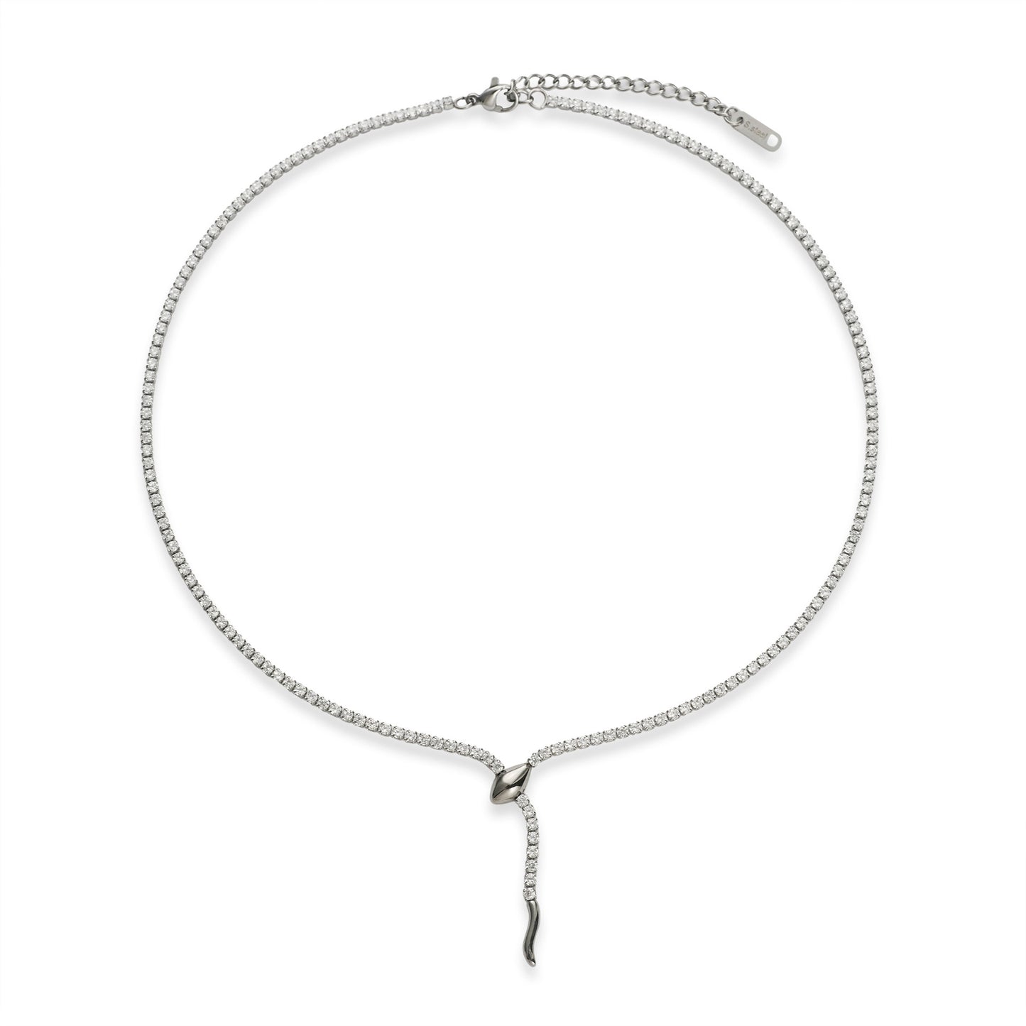 SILVER LOCKBONE DIAMOND CHAIN NECKLACE