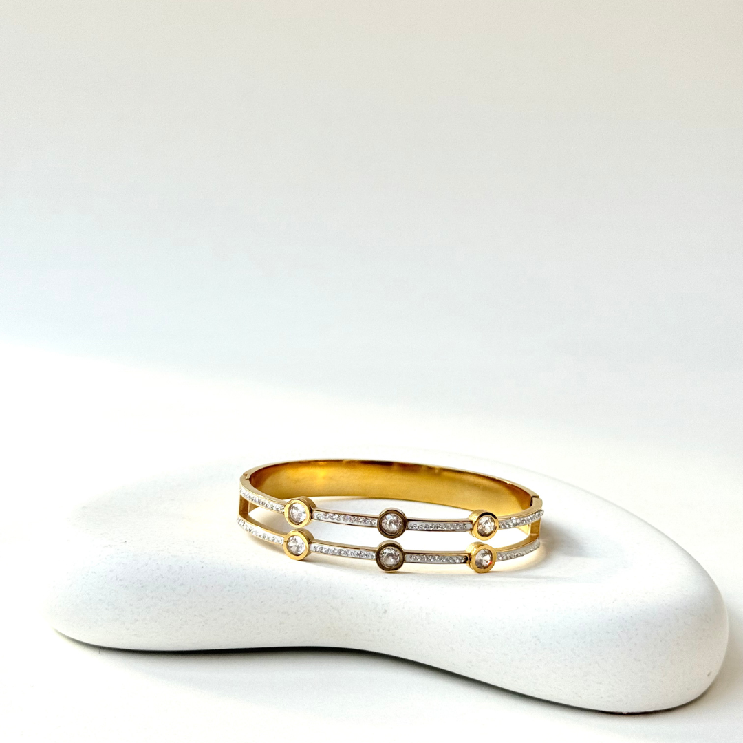 DOUBLE LAYER RHINESTONES BANGLE