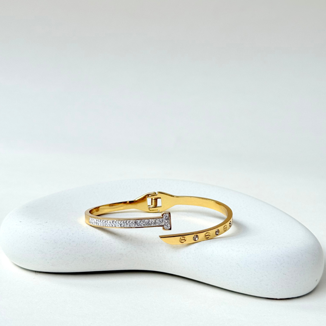 CLASSIC T SHAPE RHINESTONES BANGLE