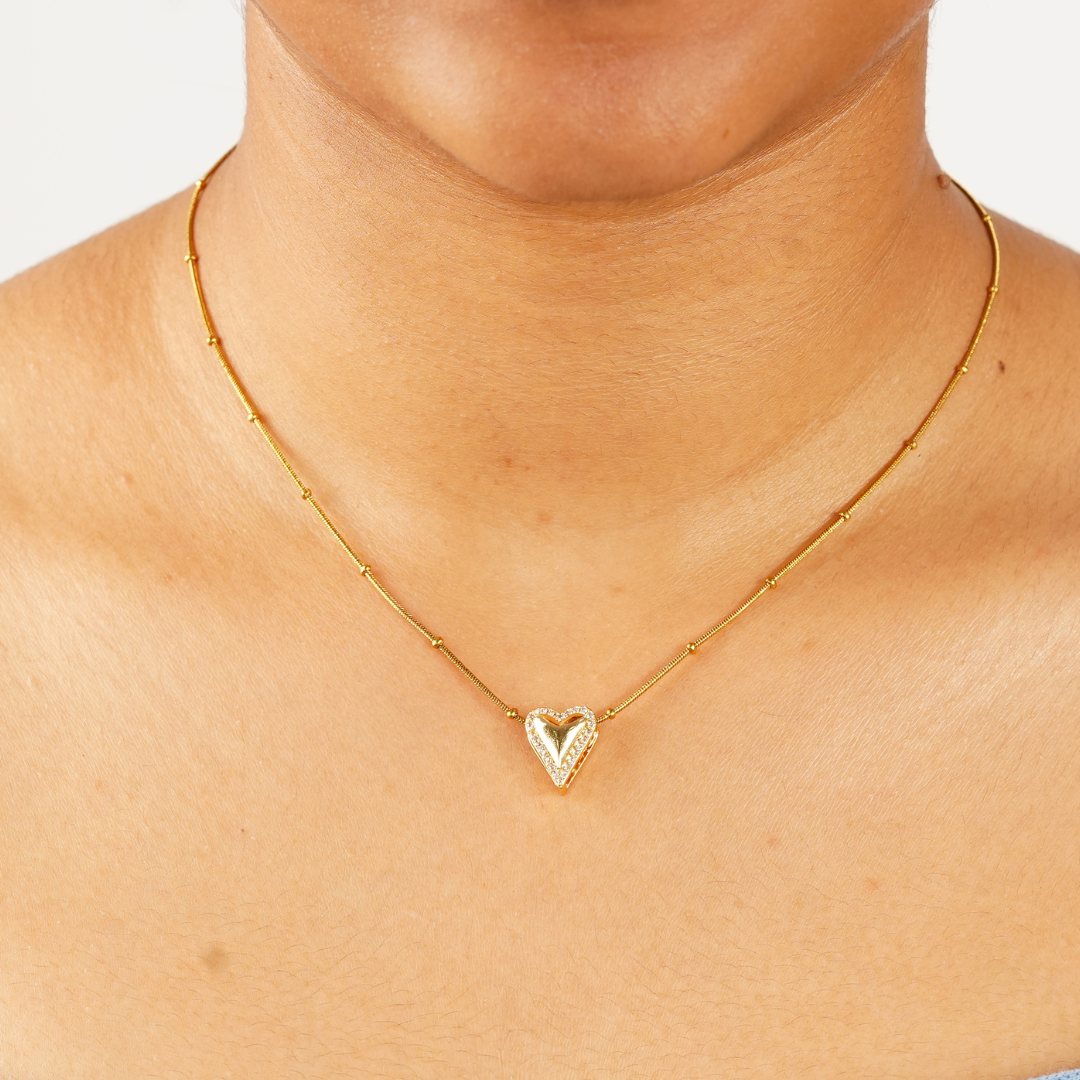 RHINESTONES HEART BEAT NECKLACE