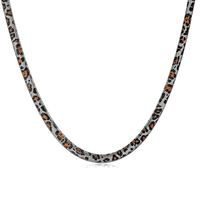 LEOPARD PATTERN SNAKE NECKLACE (STEEL)