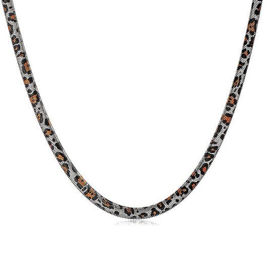 LEOPARD PATTERN SNAKE NECKLACE (STEEL)