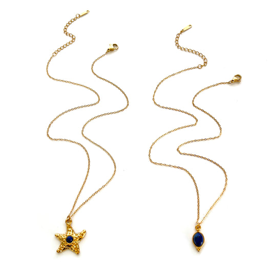 NATURAL STONE DOUBLE NECKLACE