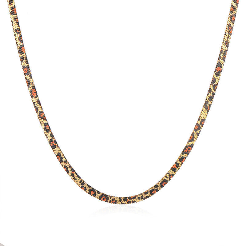 LEOPARD PATTERN SNAKE NECKLACE(GOLD)