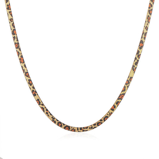 LEOPARD PATTERN SNAKE NECKLACE(GOLD)