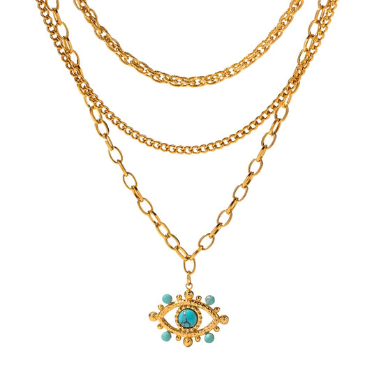 DEVIL'S EYE 3 LAYER NECKLACE