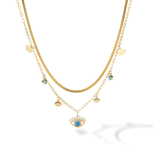 DEVIL'S EYE TURQUOISE PENDANT NECKLACE