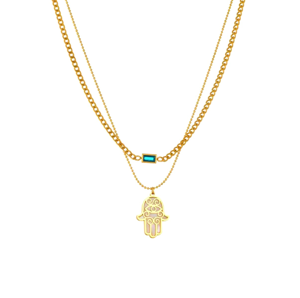 HAMSA DOUBLE LAYER NECKLACE