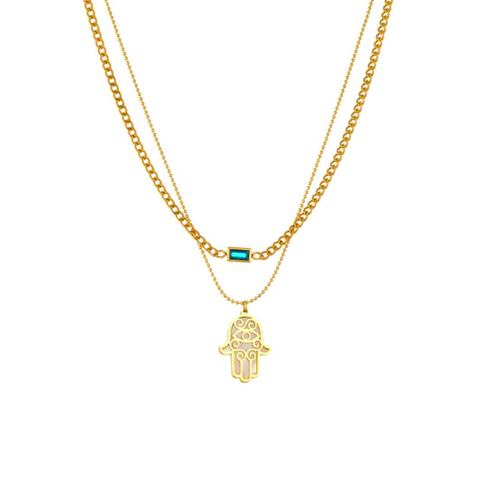 HAMSA DOUBLE LAYER NECKLACE