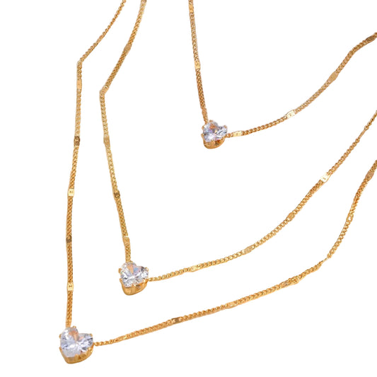 HEART SHAPE 3 LAYER RHINESTONE PENDANT