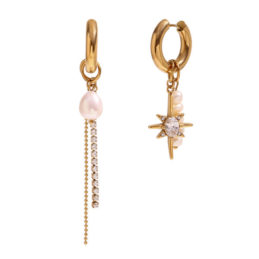 FRESHWATER PEARL STAR DROP EARRINGS