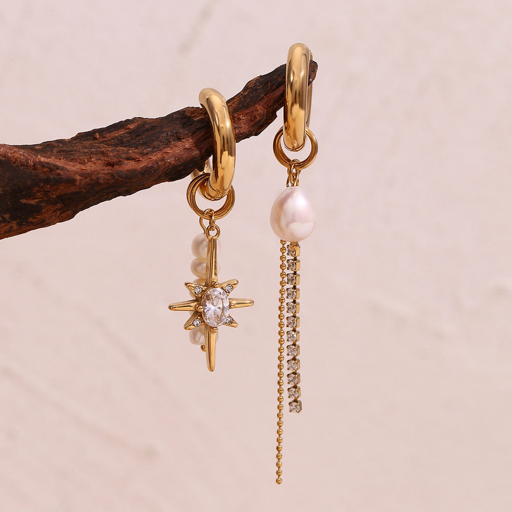 FRESHWATER PEARL STAR DROP EARRINGS