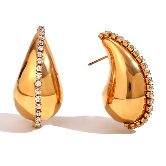 RHINESTONES DROP EAR STUDS