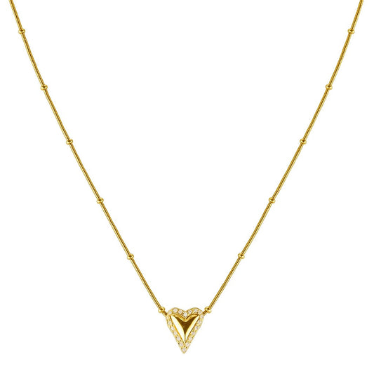 RHINESTONES HEART BEAT NECKLACE
